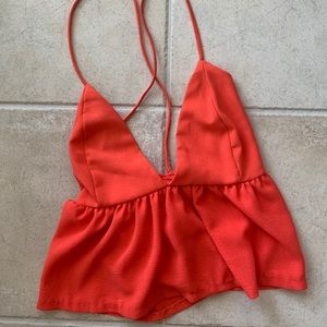 Coral crop tank top